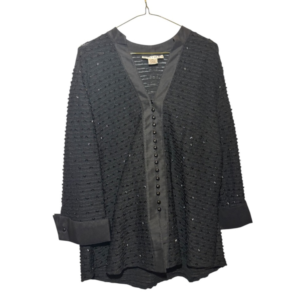 Chetta B Black Beaded Blouse 💗 SZ 14W